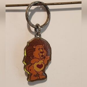 Vintage 80s 3 1/4” Care Bears Brave Lion Heart Metal Keychain